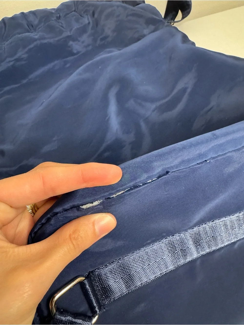 Lululemon Lightweight Nylon Drawstring Backpack Blue Packable Cinch Bag